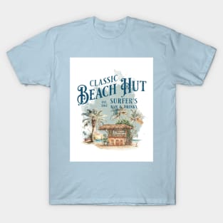 Classic Beach Hut - Surfer's Bar & Drinks T-Shirt